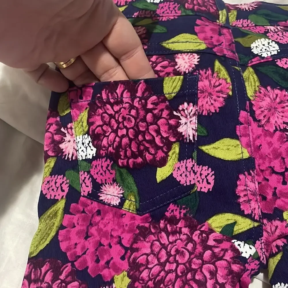 Gymboree 6 floral raspberry print adjustable waist corduroy pockets